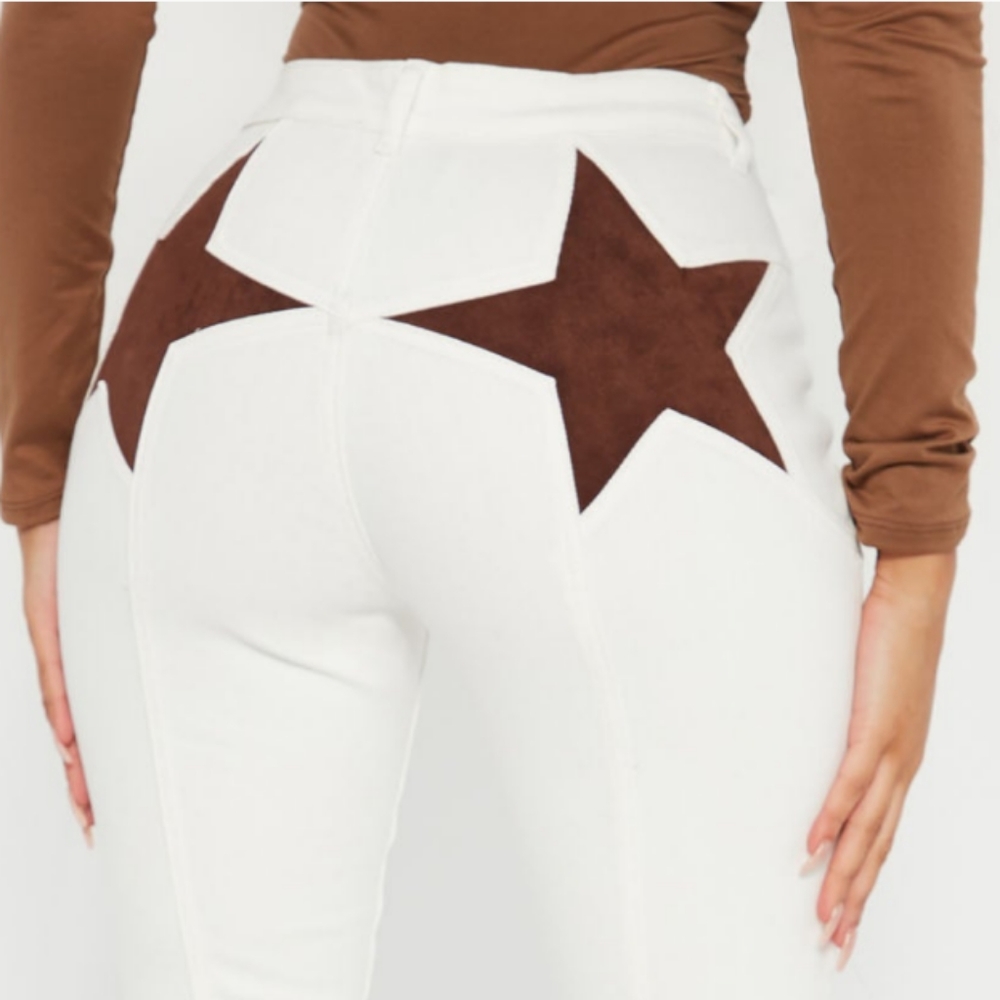 White denim Western Star flair jeans (5)